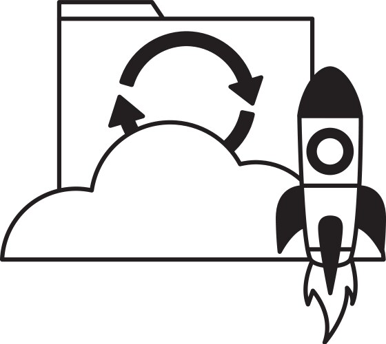 Cloud computing file data rocket vector image