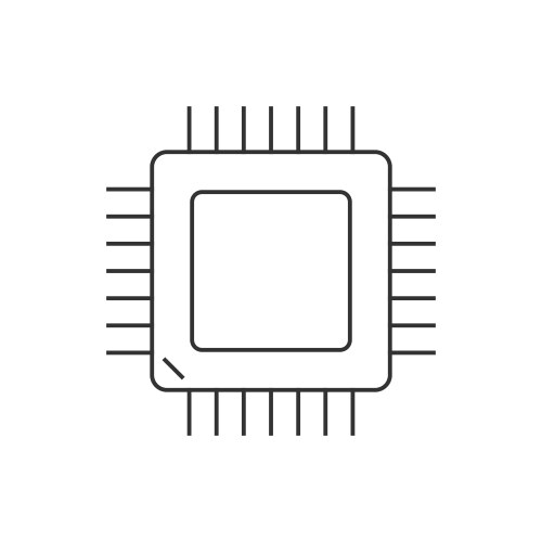 Computer processor linear icon on white background vector image