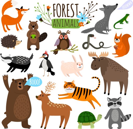 Cute forest animals Royalty Free Vector Image - VectorStock