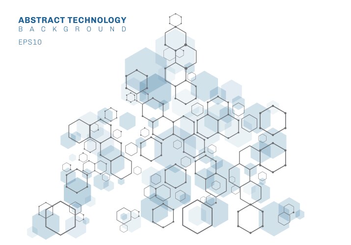Abstract blue geometric hexagon with dot pattern Vector Image