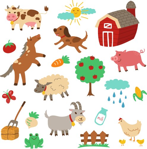 Farm Animals Cartoon Set Vector Image