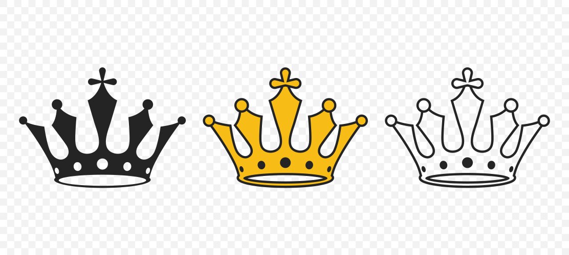 Crown icons set flat style icon Royalty Free Vector Image