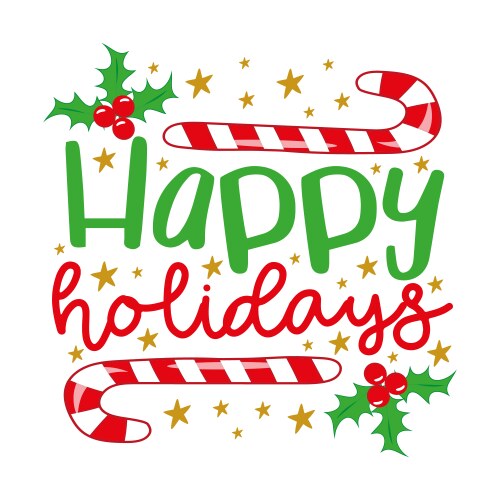 Festive Holiday Greeting - Candy Cane & Holly Vector Image