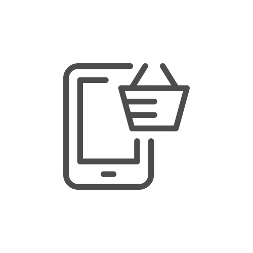 Mobile purchasing line icon vector image