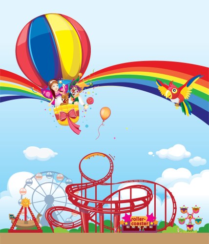 Two scenes funpark with many rides Royalty Free Vector Image