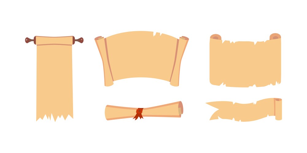 Old paper scroll set retro document script vector image