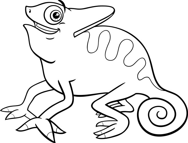 Happy cartoon chameleon reptile animal character Vector Image