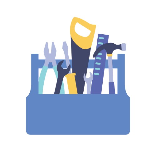 Wooden Tool Box with Tools Vector Image