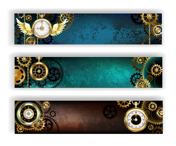 Two steampunk clocks with gears Royalty Free Vector Image