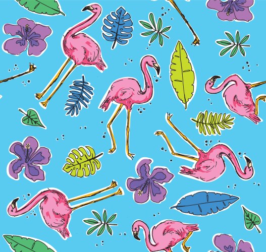 Cool flamingos seamless pattern Royalty Free Vector Image