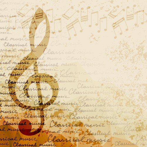 Violin on music background with handmade notes Vector Image
