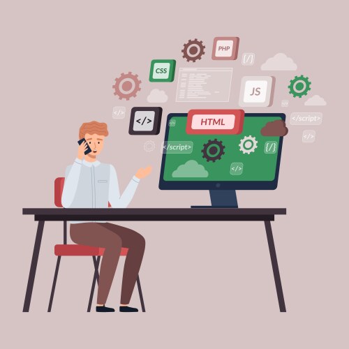 Programmer doing programming languages design vector image