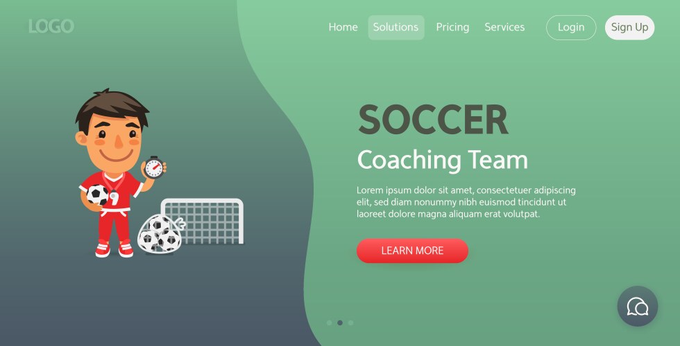 Soccer website template vector image