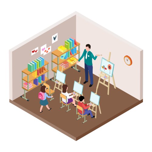 kids art studio isometric vector image