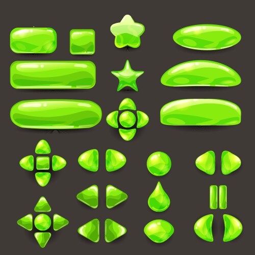 Set game ui complete green menu of graphical user vector image