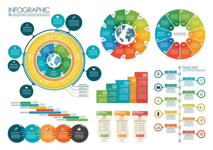 Circle chart designs modern templates Royalty Free Vector