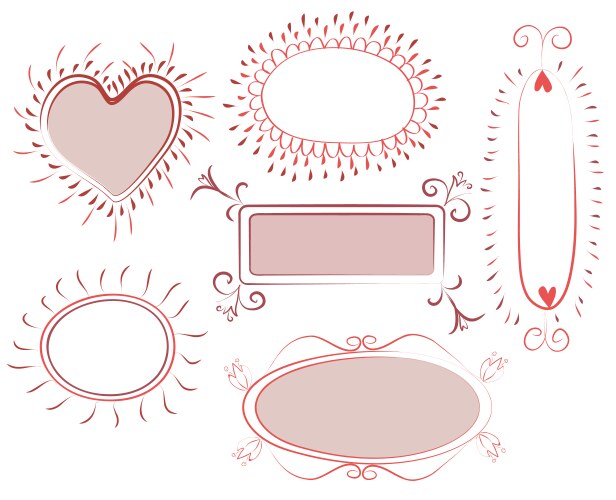 Doodle oval scalloped frame hand drawn Royalty Free Vector