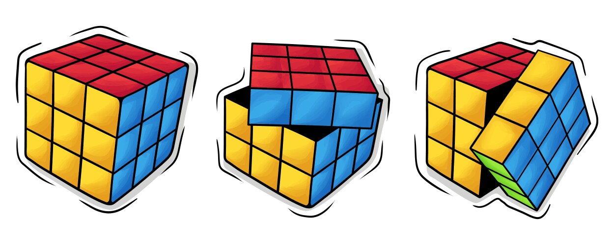 hand drawn rubik cube vector image