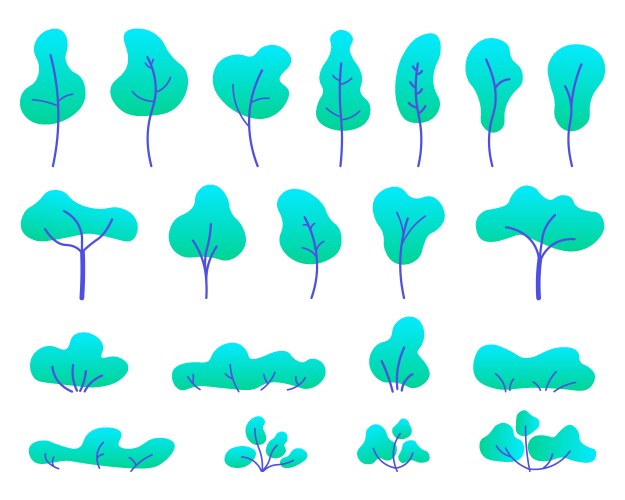 flat trees set vector image