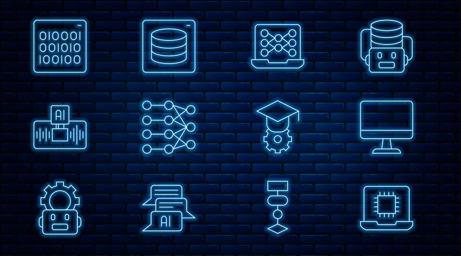 Set line processor cpu computer monitor neural vector image