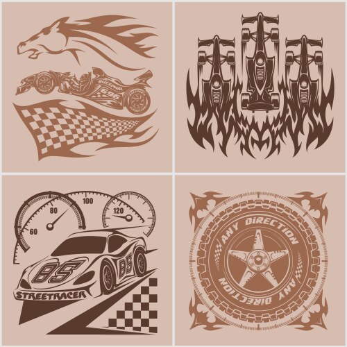 Racing Car Emblems & Logos Royalty Free Vector Image