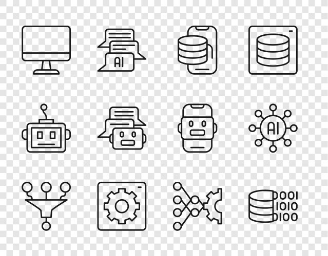 Set line funnel or filter binary code cloud vector image