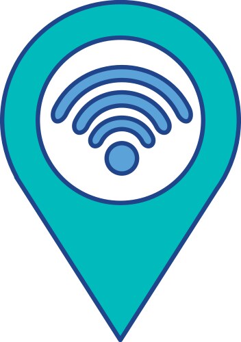 Pointer map with wifi internet signal connection vector image