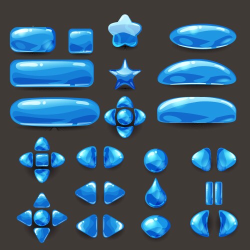 Set game ui complete blue menu of graphical user vector image