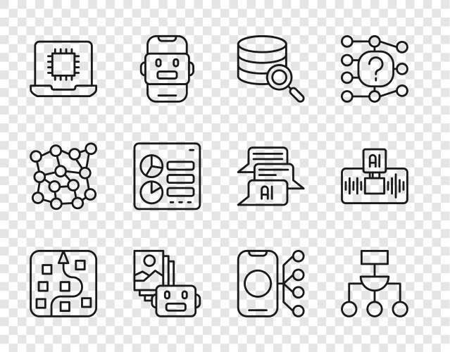 Set line neural network algorithm server vektorbild
