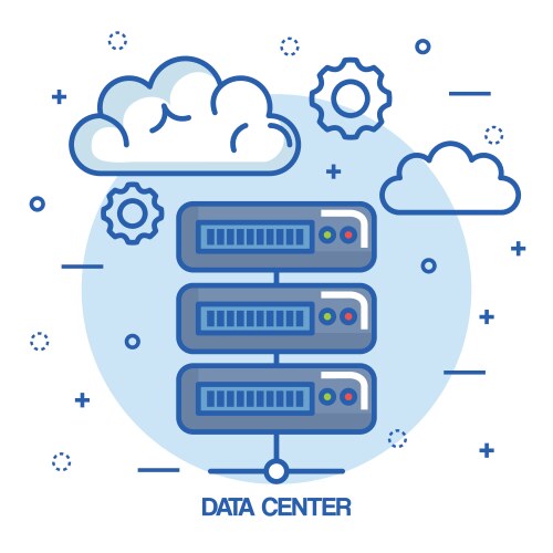Data center cloud connection hosting server vector image