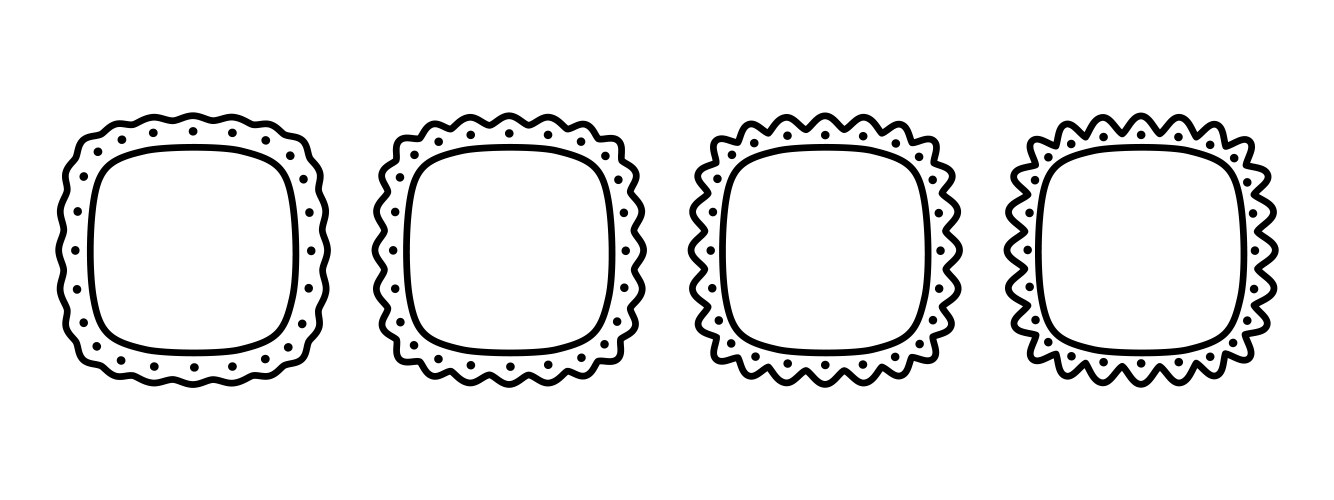 Set of squircle frames with wavy edges vignettes vektorbild