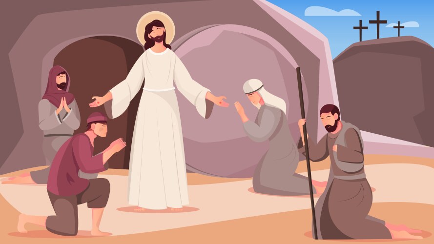 Angel appeared at jesus tomb Royalty Free Vector Image