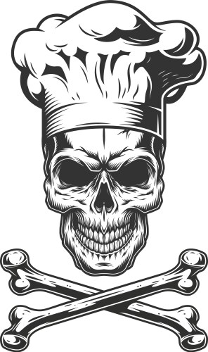 Vintage Skull with Chef's Hat Vector Image