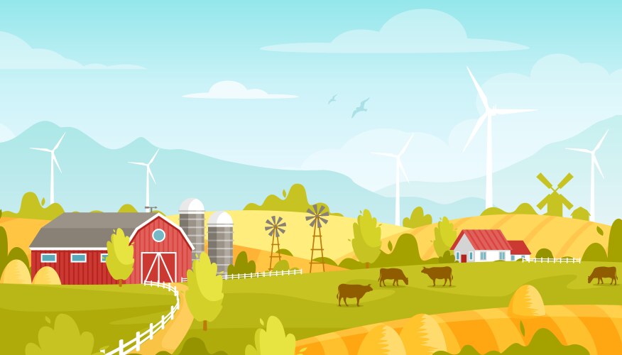 Rural landscape Royalty Free Vector Image - VectorStock