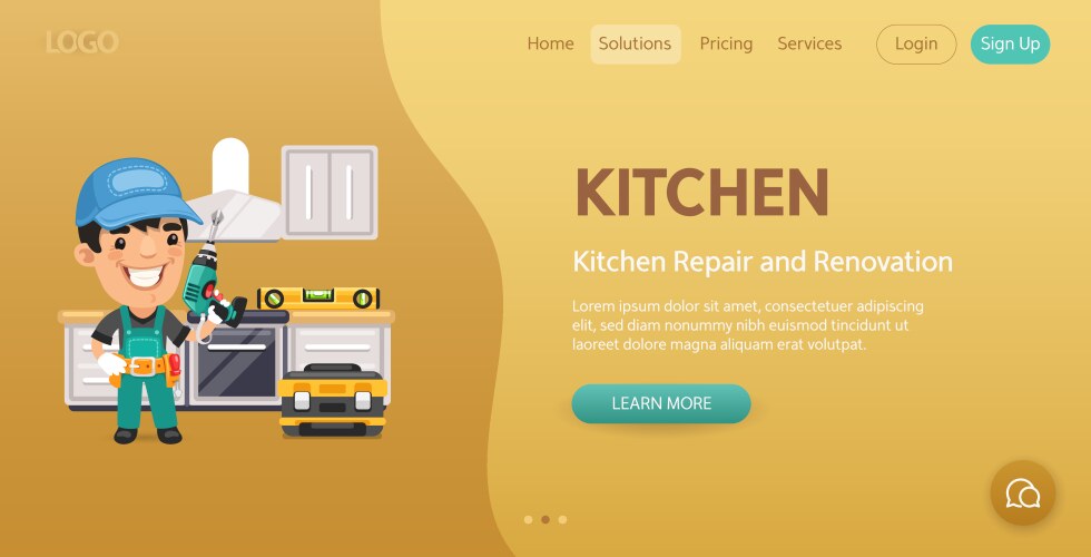 Kitchen repair website template vector image