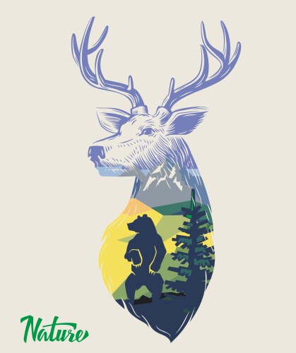 Reindeer in forest Royalty Free Vector Image - VectorStock