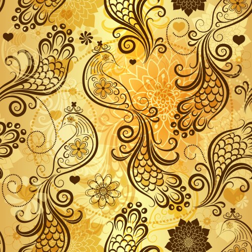 Gold pattern with birds Royalty Free Vector Image