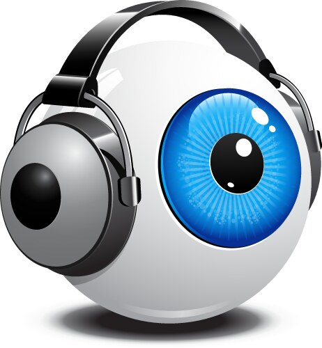 Human Eye with Headphones Vector Image