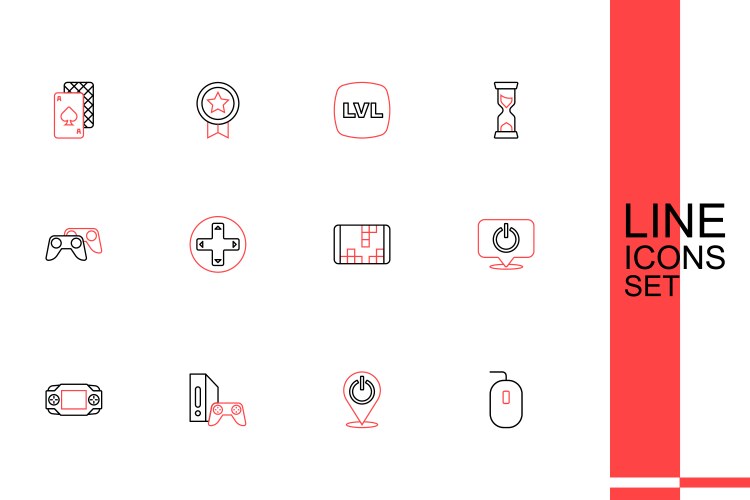Set line computer mouse power button game console vector image