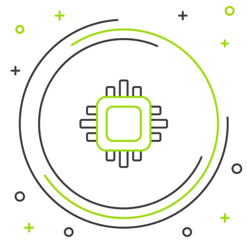 Line computer processor with microcircuits cpu vector image