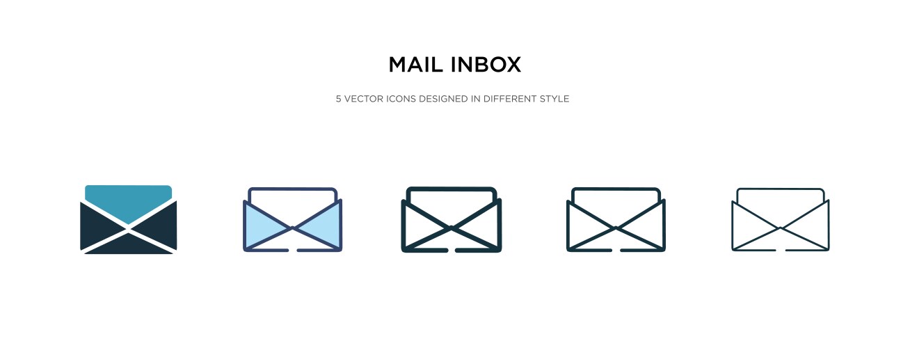 Mail inbox icon in different style two colored vektorbild