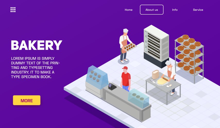 Bakery isometric design concept Royalty Free Vector Image