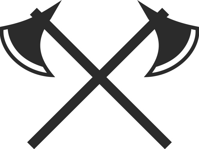 crossed axes vintage weapon logo steel hatchet vector image