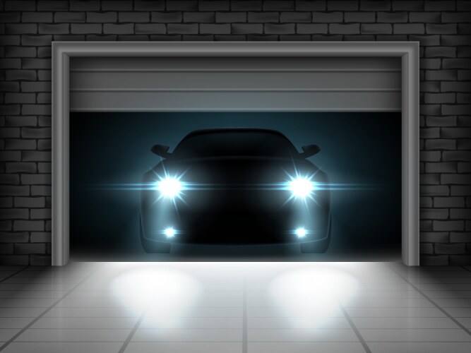 opening garage and car vector image