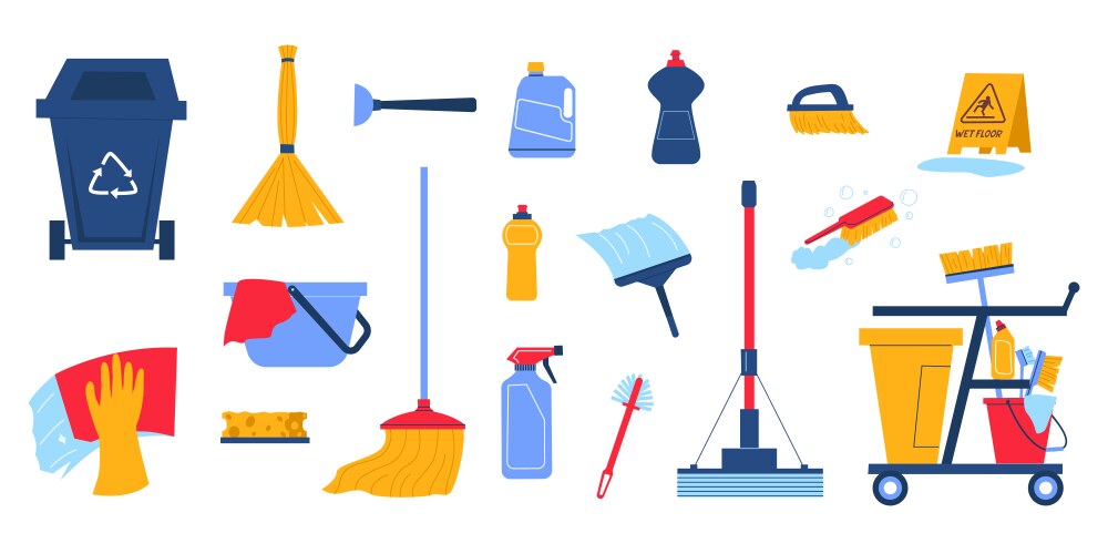 cleaning detergent doodle housekeeping supplies vector image