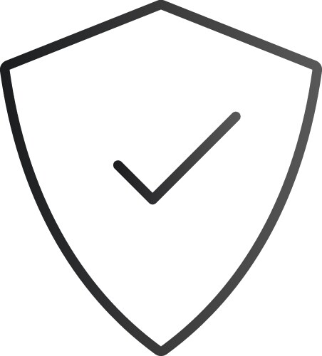 Linear shield with check mark icon in flat style vector image