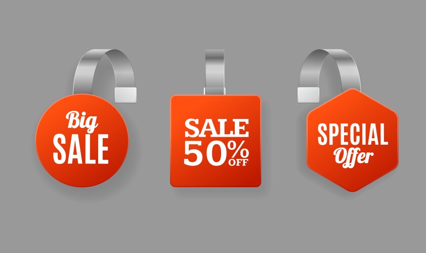 realistic detailed 3d wobbler promotion pointing vector image