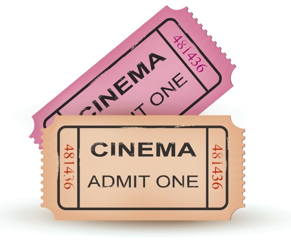 Two cinema tickets with barcode Royalty Free Vector Image