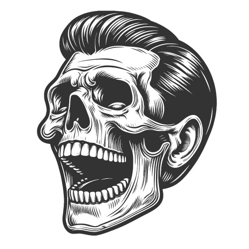 Laughing Pompadour Skull Vector Image