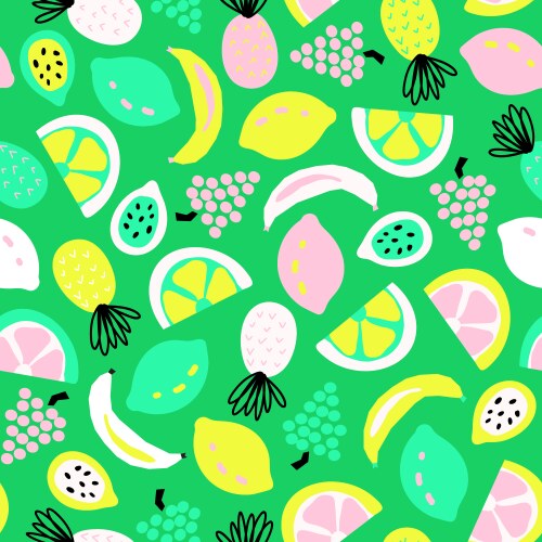 Lemon citrus fruit food summer texture seamless Vector Image